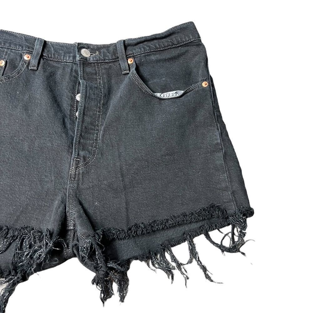 Levi’s 501 Black Frayed Hem Denim Shorts - Picture 5 of 8